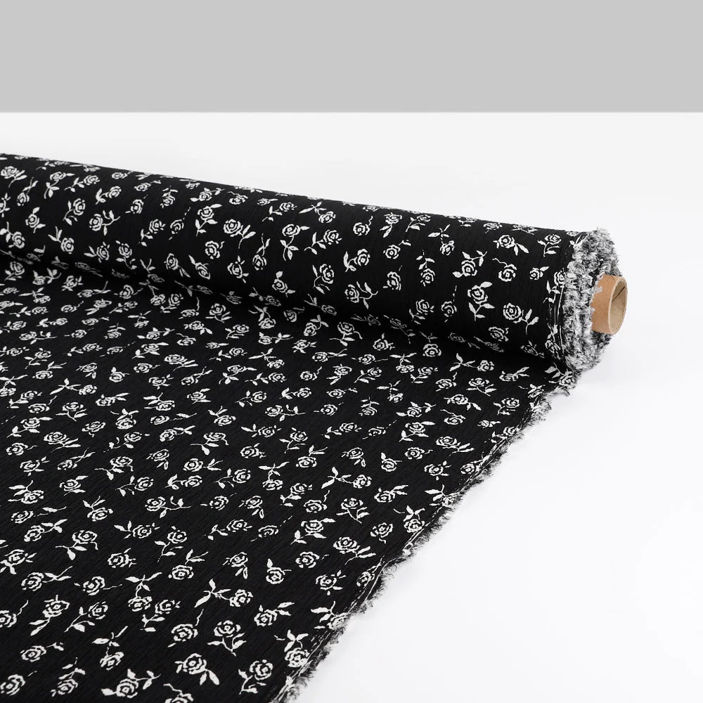 Rose Crinkle Crepe - Black/White - Image 3