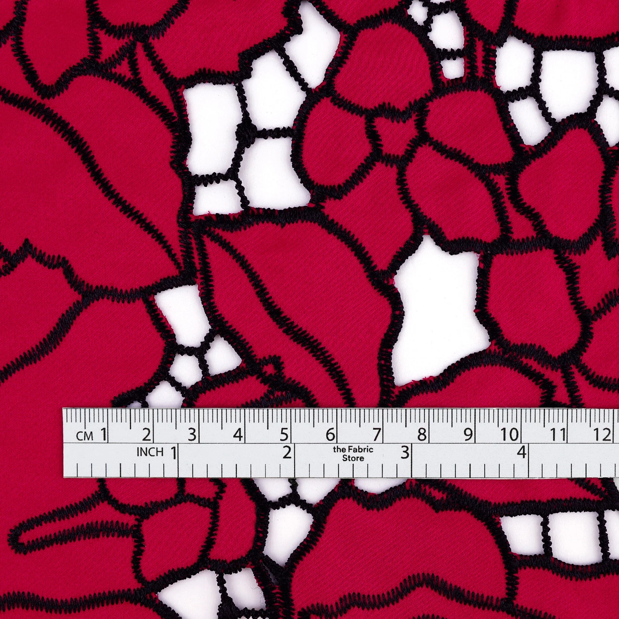 Rose Cut-Out Embroidered Satin - Fuschia - Image 4