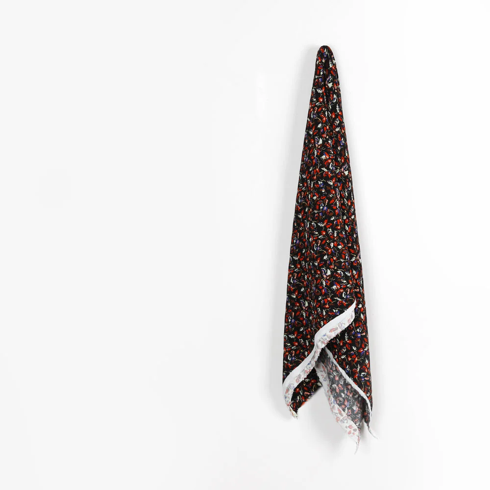 Rustling Leaves Viscose Crepe - Black - Image 2