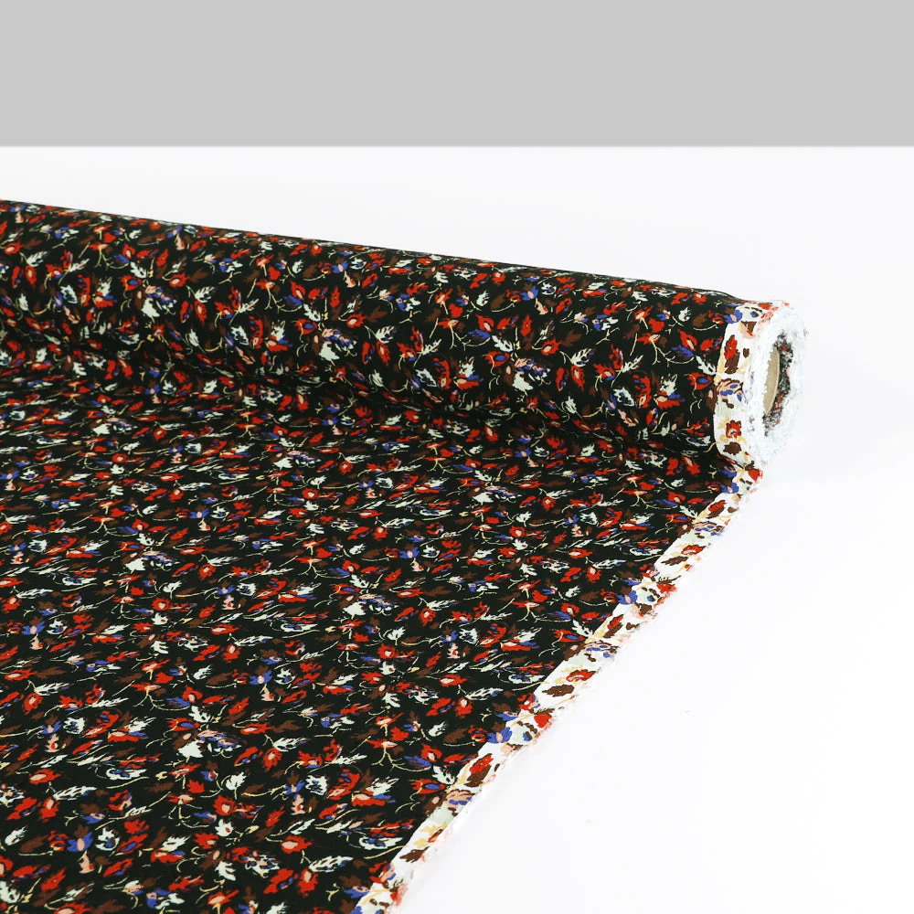 Rustling Leaves Viscose Crepe - Black - Image 3