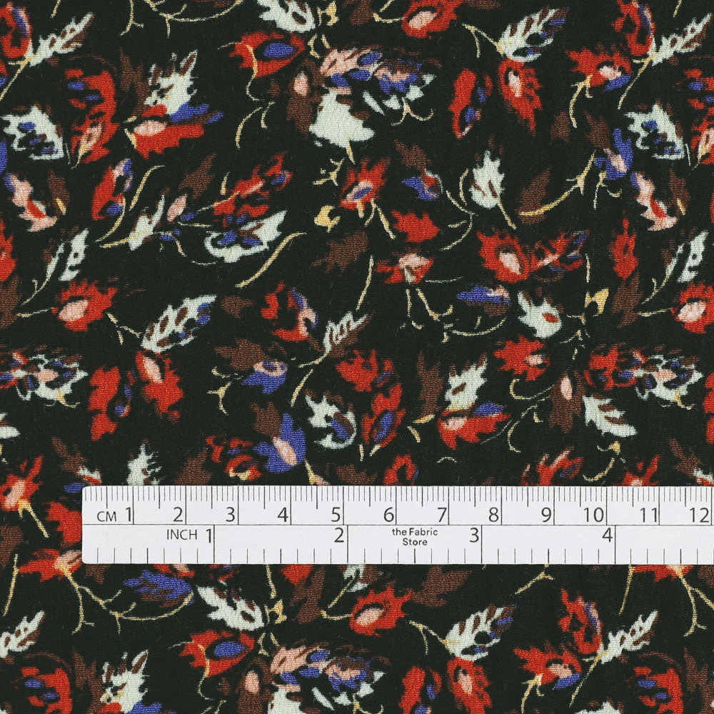 Rustling Leaves Viscose Crepe - Black - Image 4