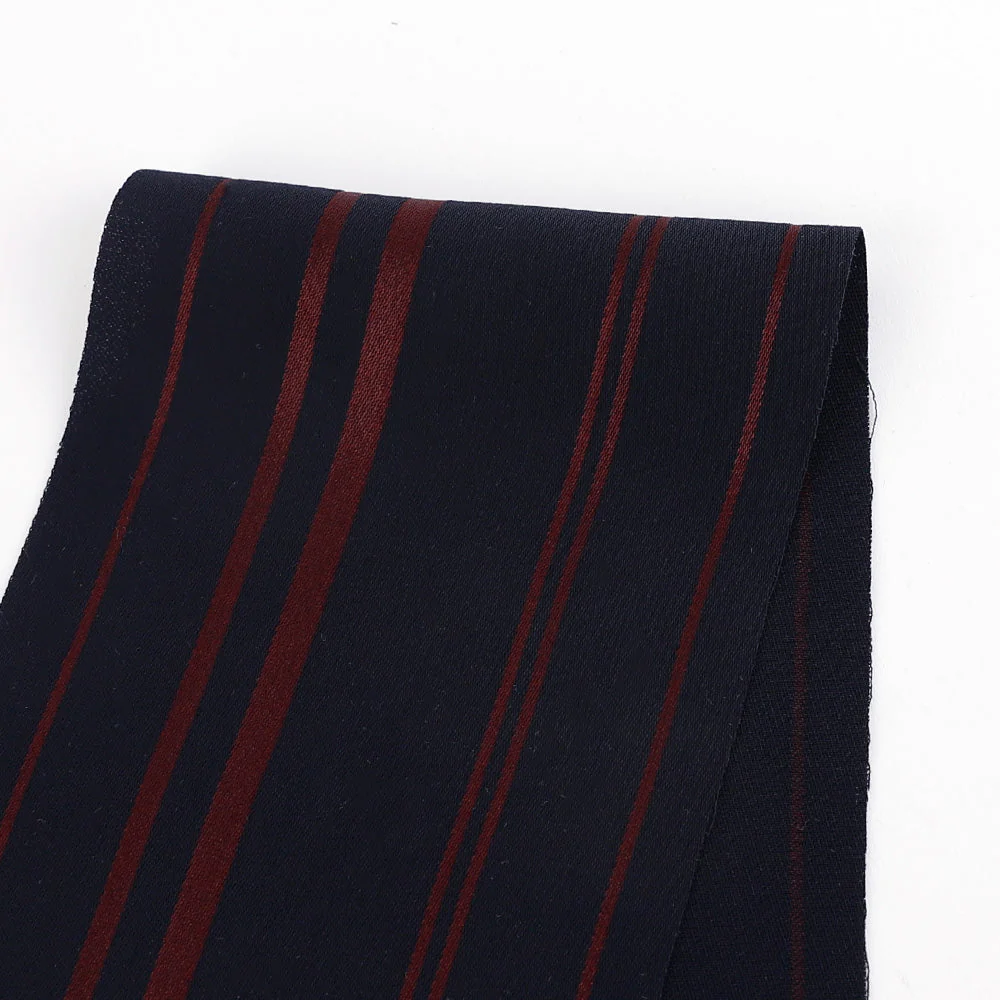 Sateen Stripe Double Georgette - Night/Chianti