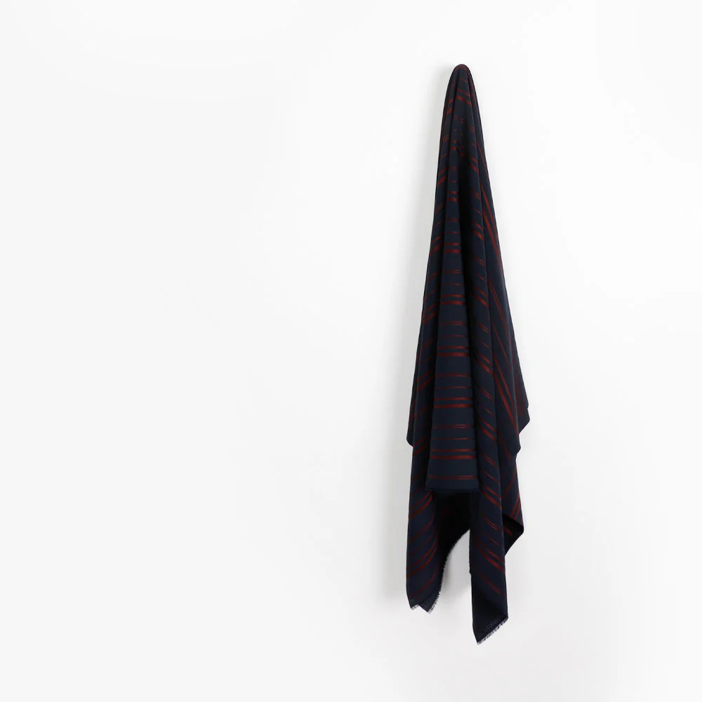 Sateen Stripe Double Georgette - Night/Chianti - Image 2