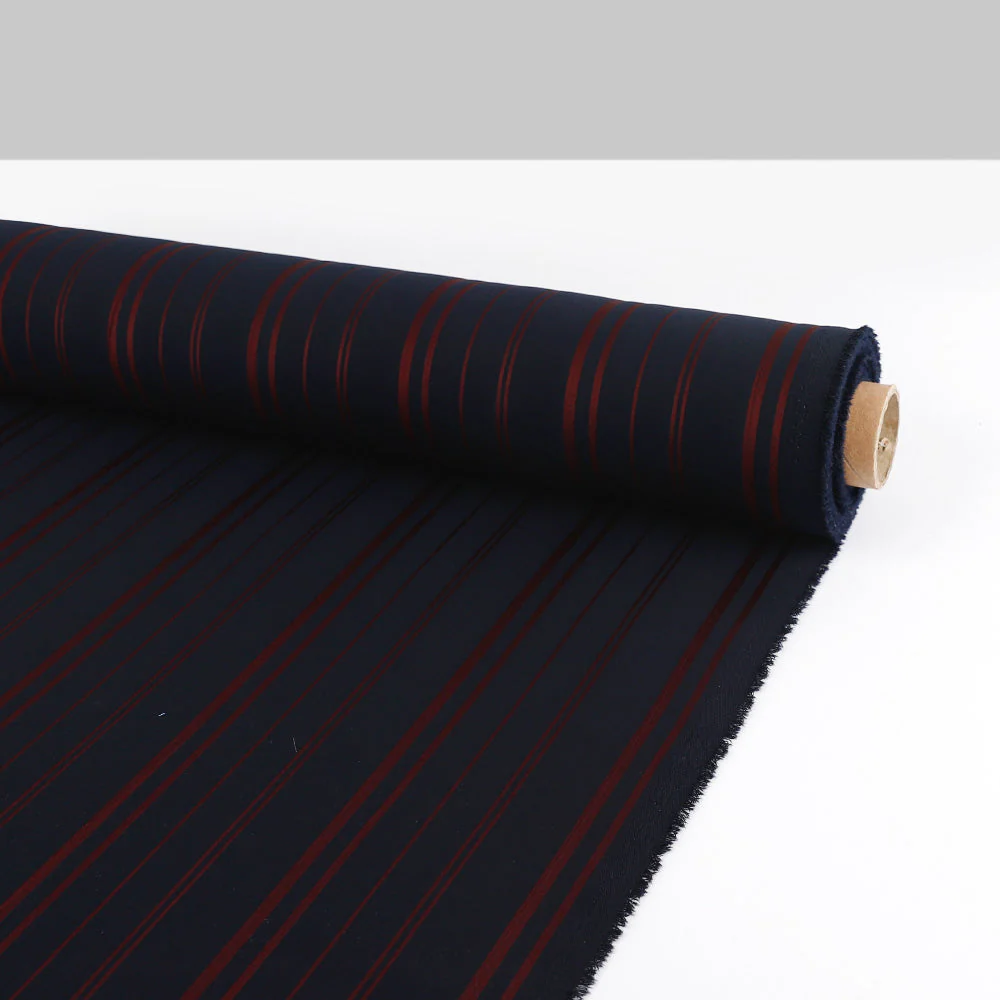 Sateen Stripe Double Georgette - Night/Chianti - Image 3