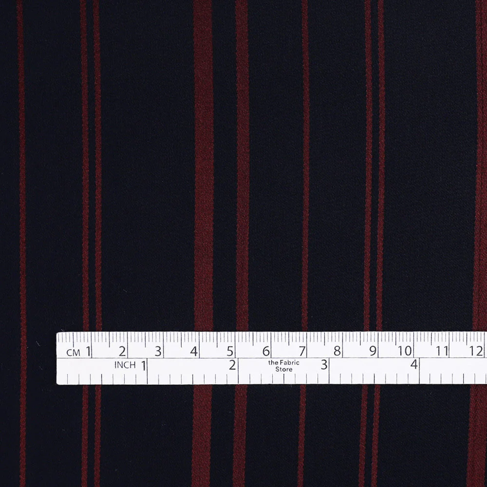 Sateen Stripe Double Georgette - Night/Chianti - Image 4