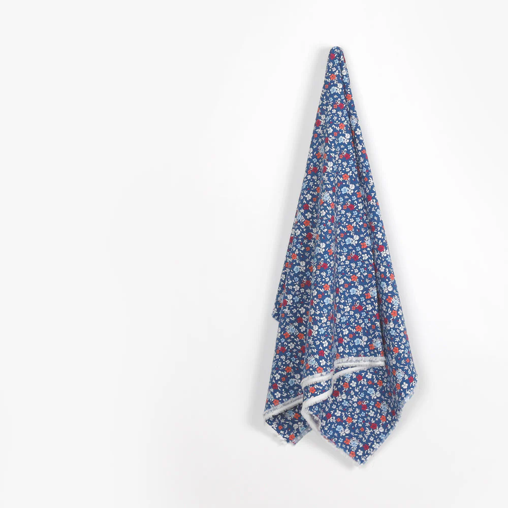 Scattered Hibiscus Cotton/Viscose - Aegean Blue - Image 2