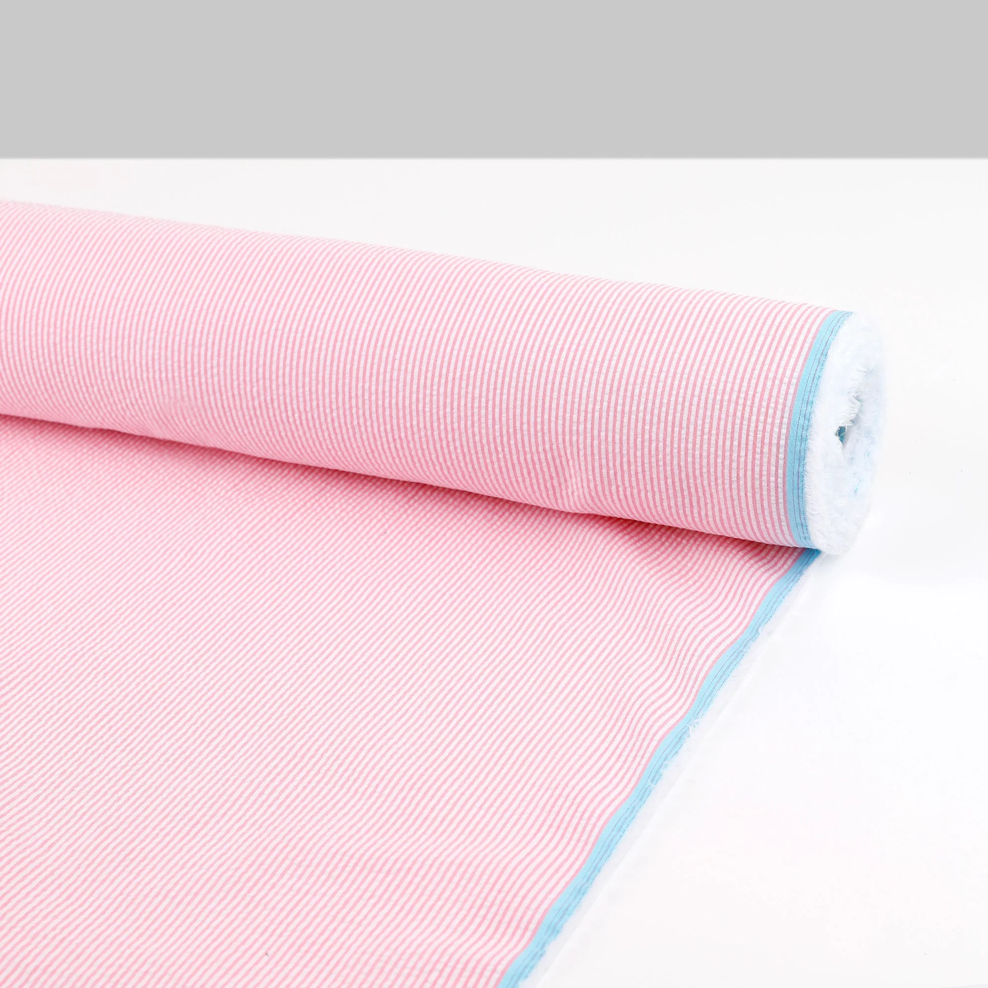 Small Stripe Seersucker Cotton - Bubblegum - Image 3