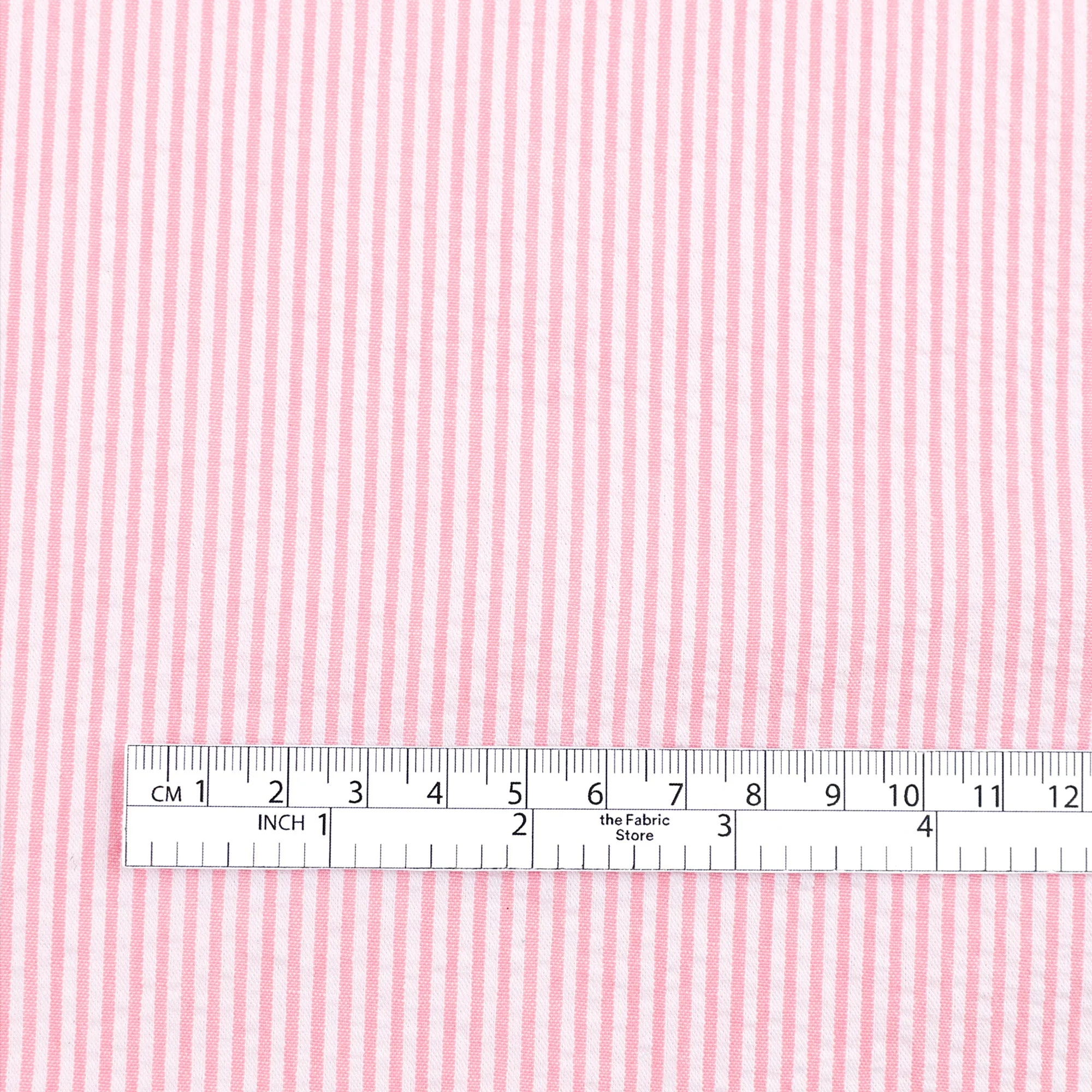 Small Stripe Seersucker Cotton - Bubblegum - Image 4