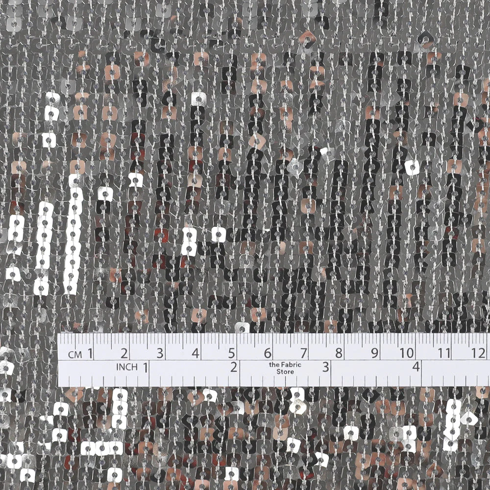 Square Sequinned Tulle - Silver - Image 4