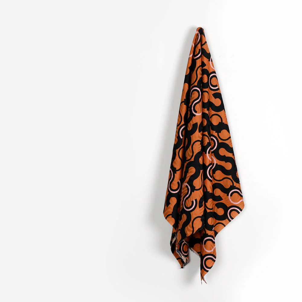 Squiggle Hook Cotton/Silk Jacquard - Pumpkin - Image 2