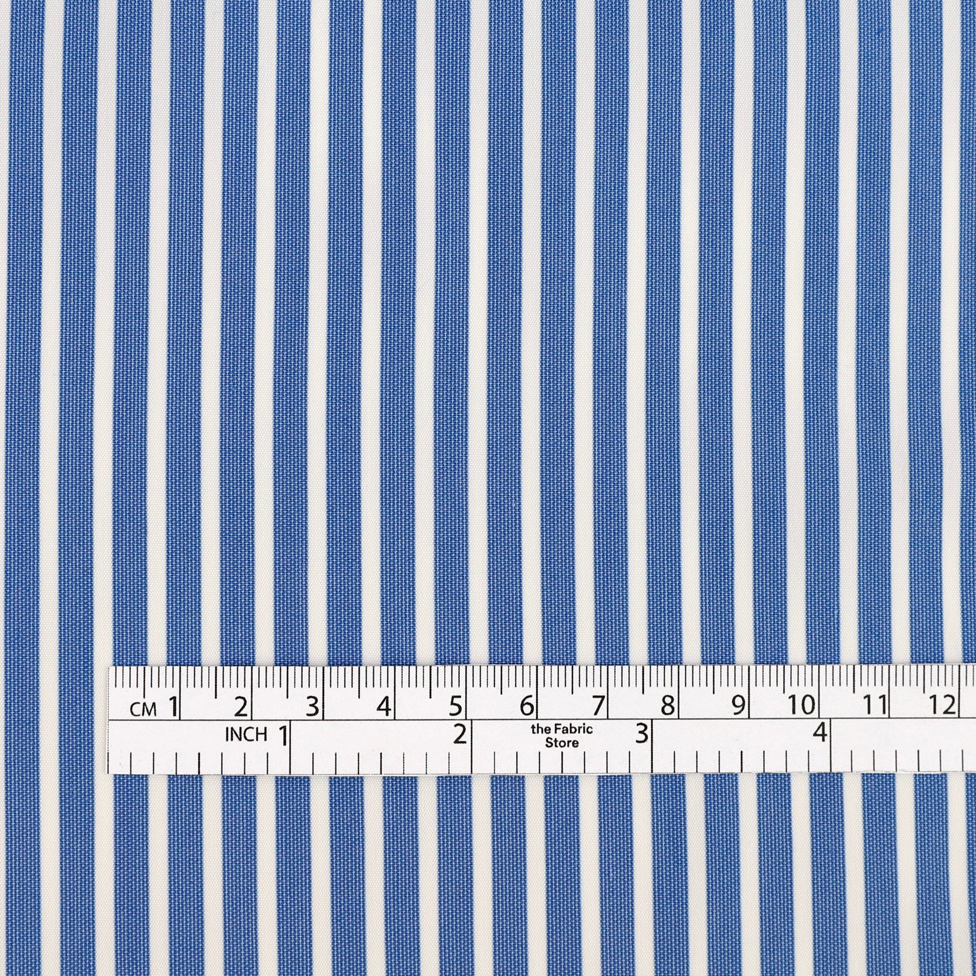 Stretch Cotton Stripe Shirting - Blue - Image 4