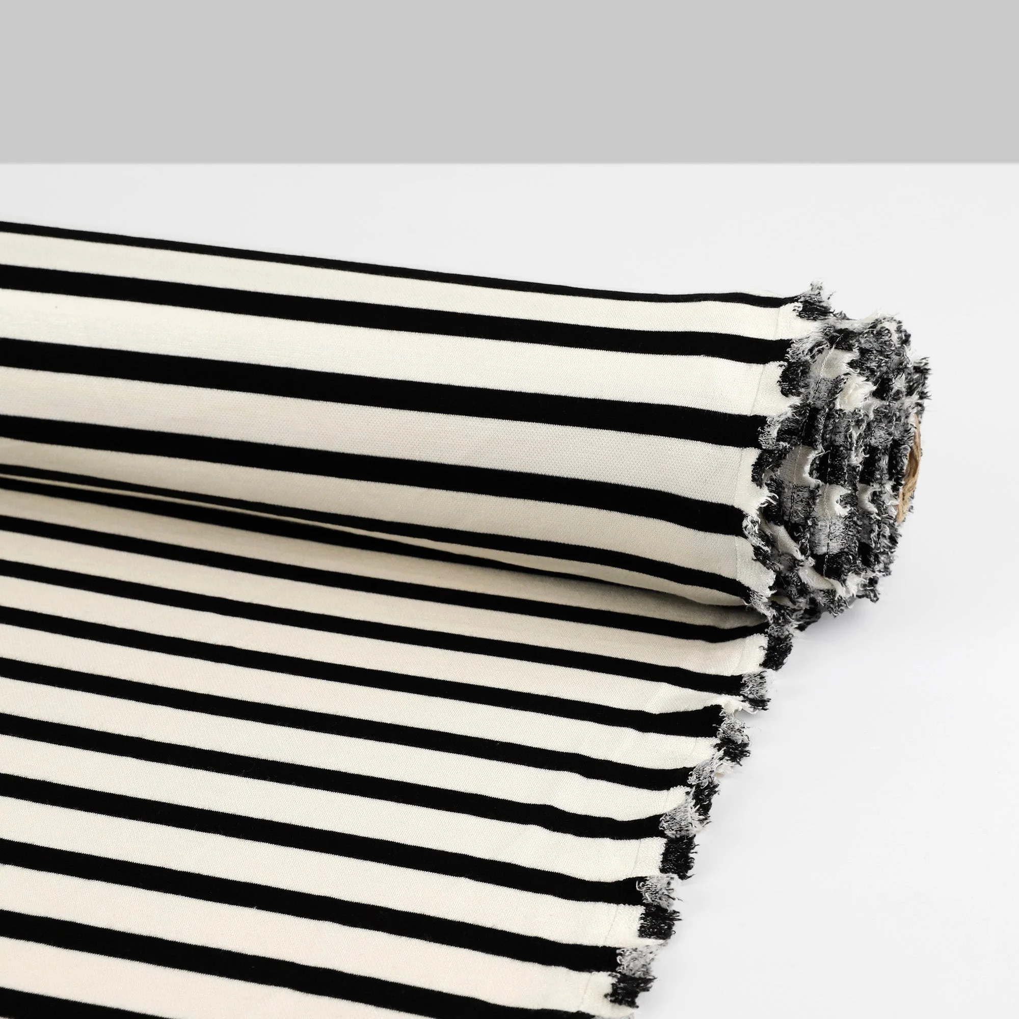 Stretch Rayon/Poly Striped Knit - Black/White - Image 3