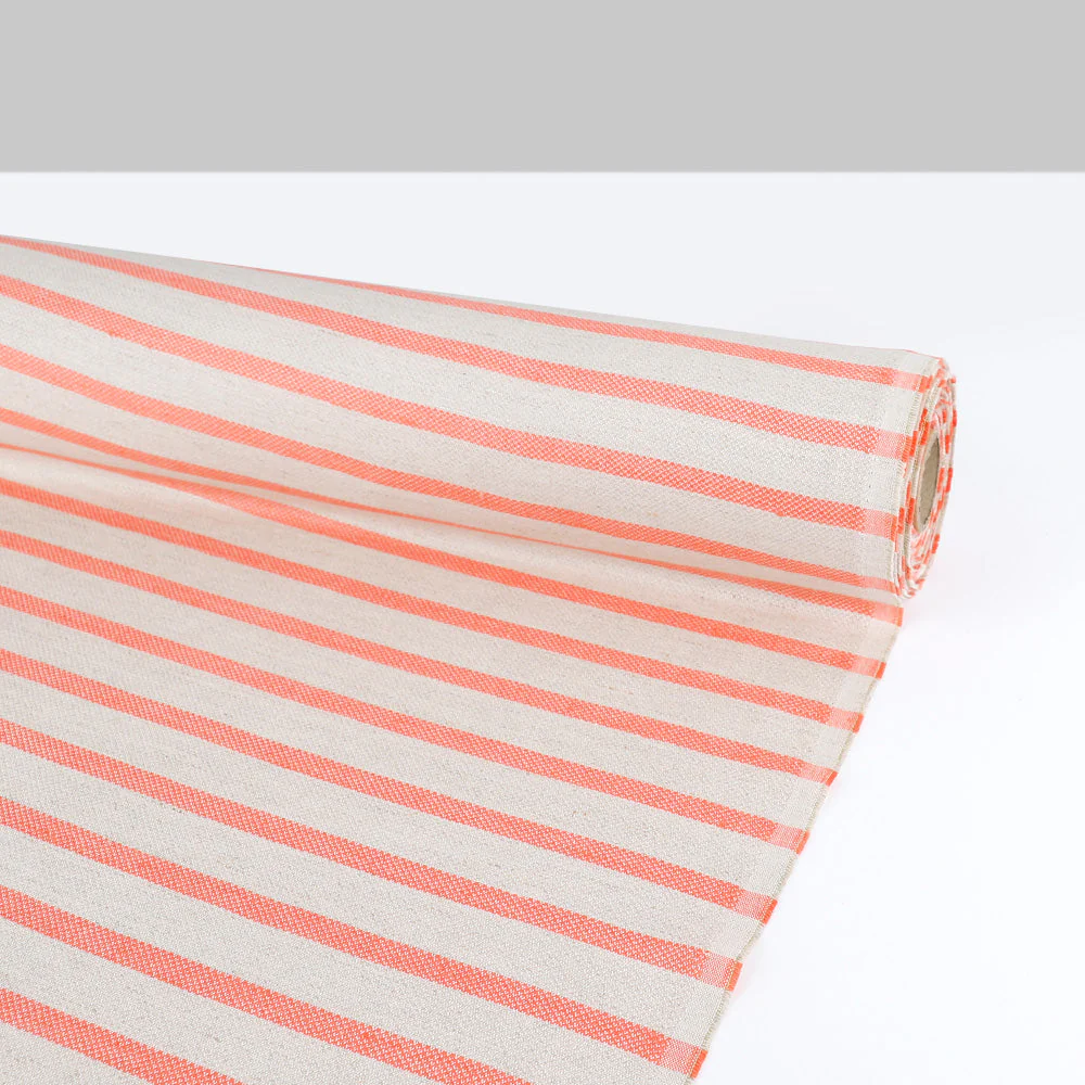Striped Linen/Rayon - Natural/Coral - Image 3