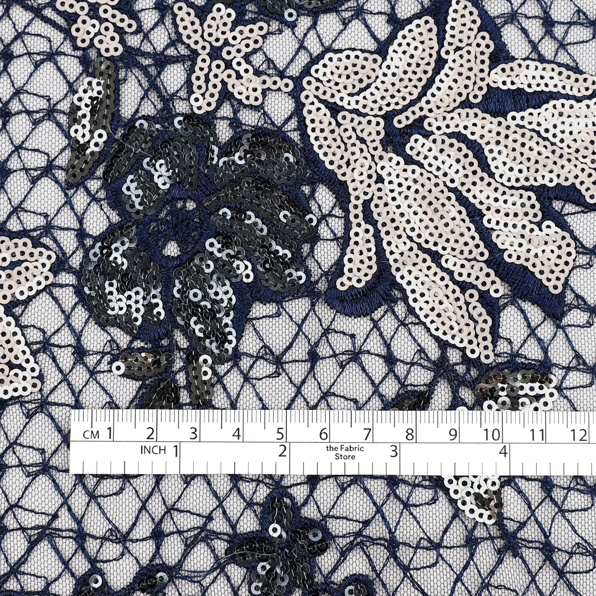 Tulip Embroidered Tulle - Marine - Image 4
