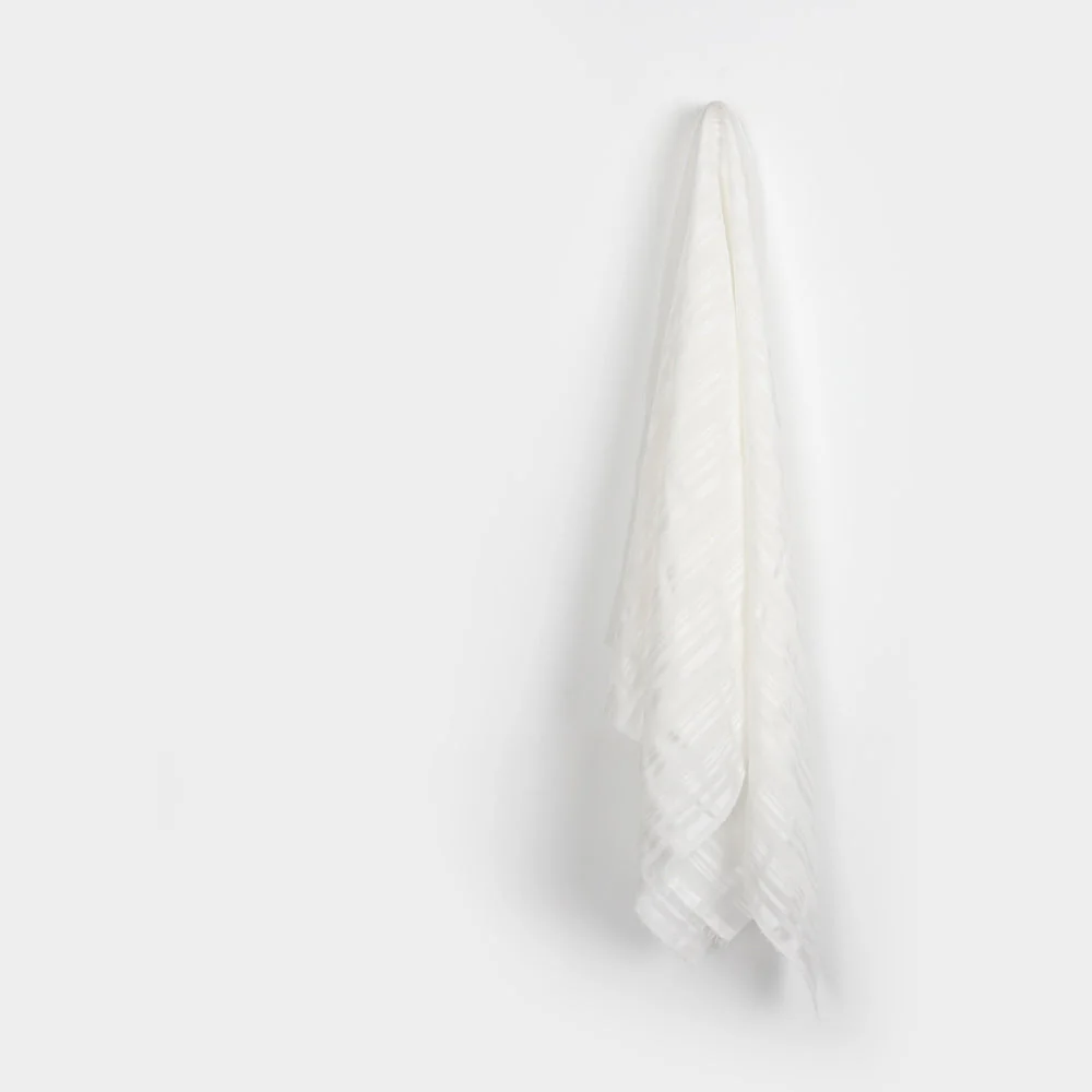 Twill Stripe Sheer Silk - White - Image 2