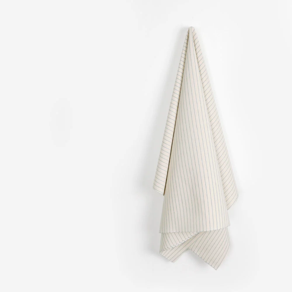 Upcycled Classic Striped Chambray – Ecru/Blue - Image 2