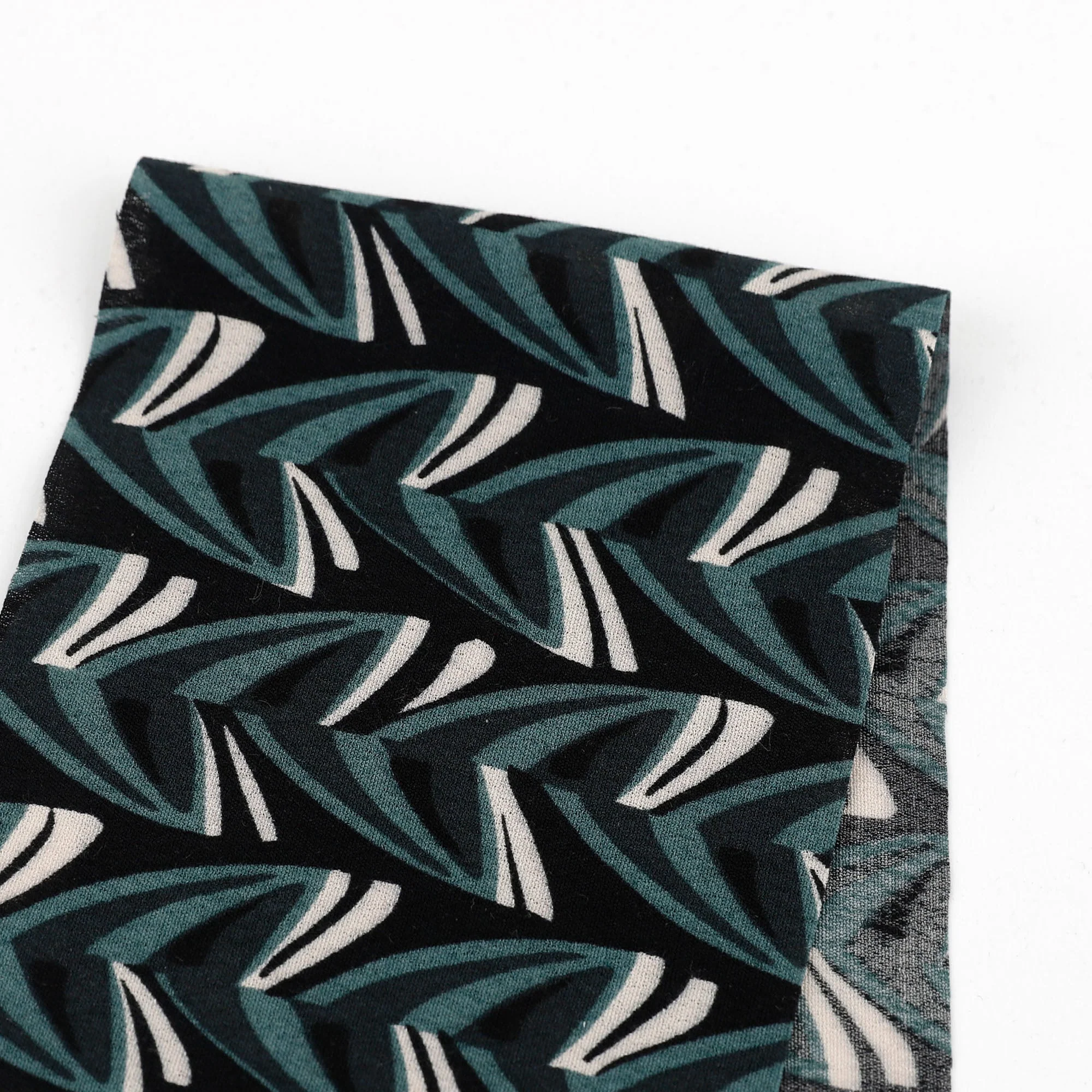 Abstract Leaf Viscose Crepe - Teal