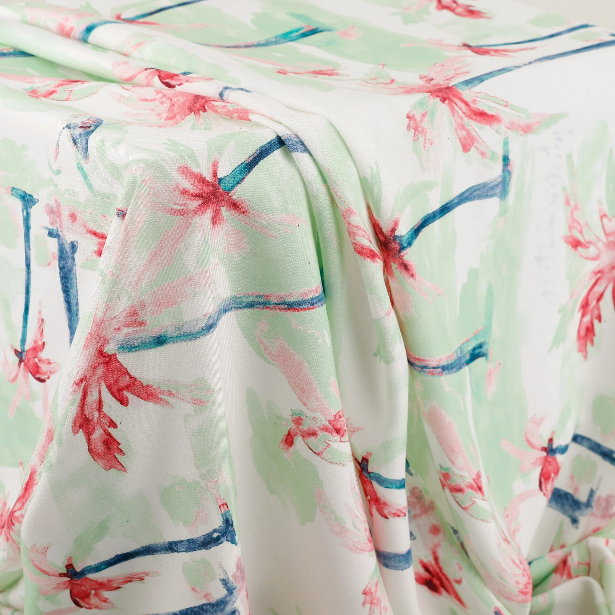 Watercolour Palm Rayon Challis - Mint - Image 2
