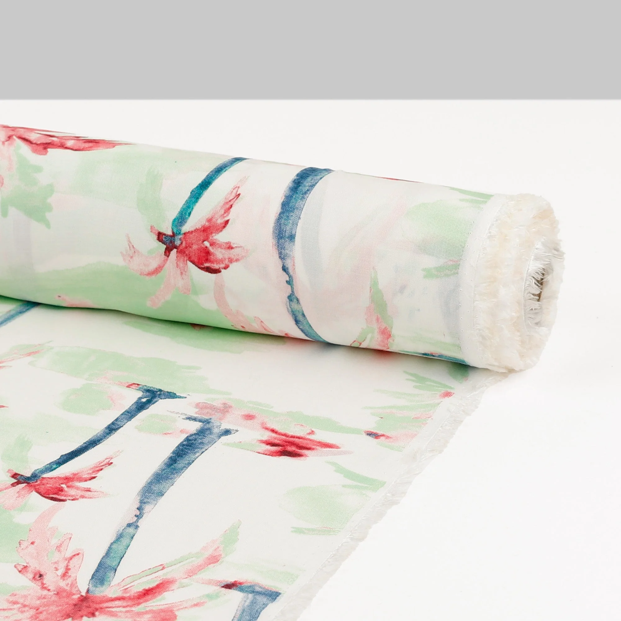 Watercolour Palm Rayon Challis - Mint - Image 3