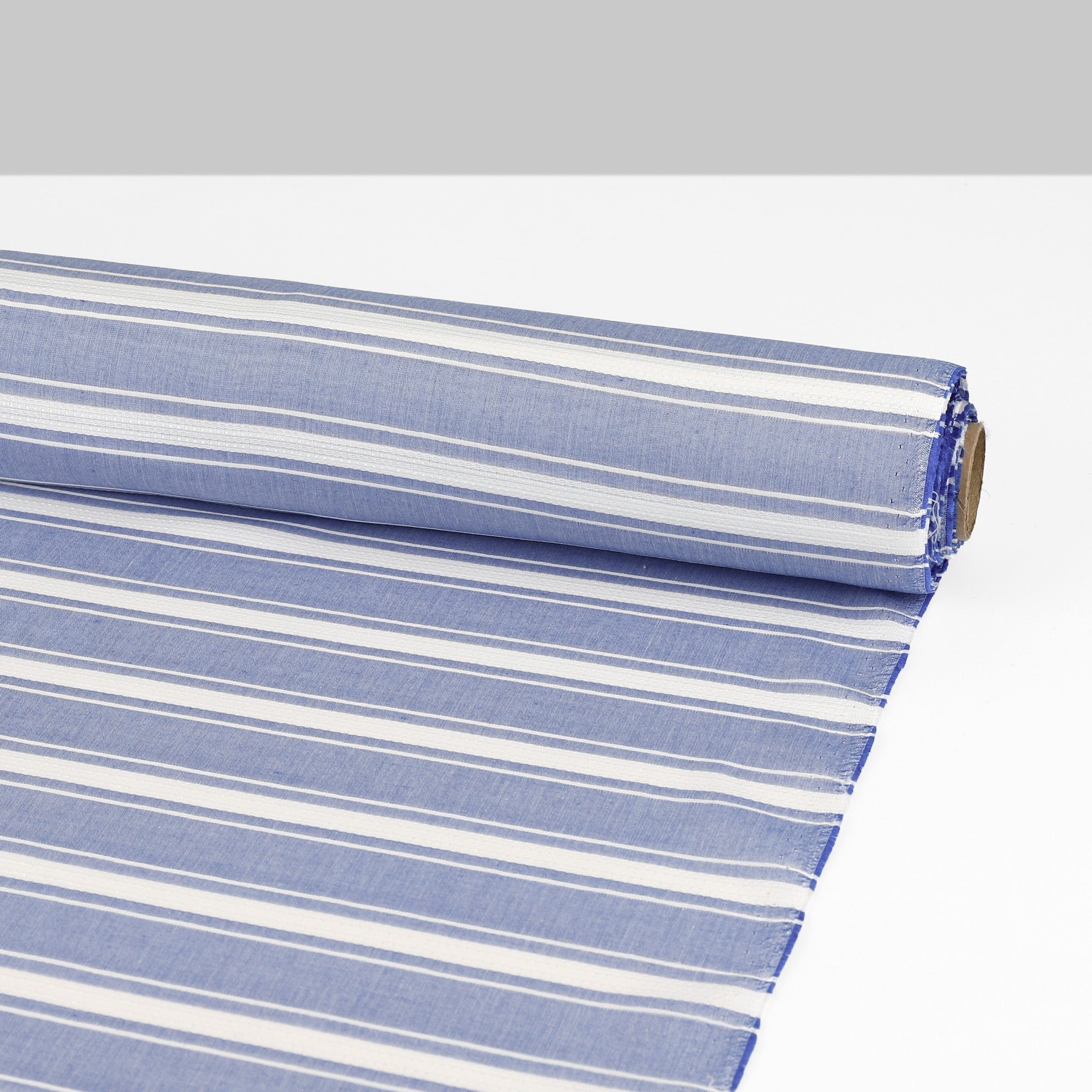 Weft Stripe Cotton - Blue White - Image 3