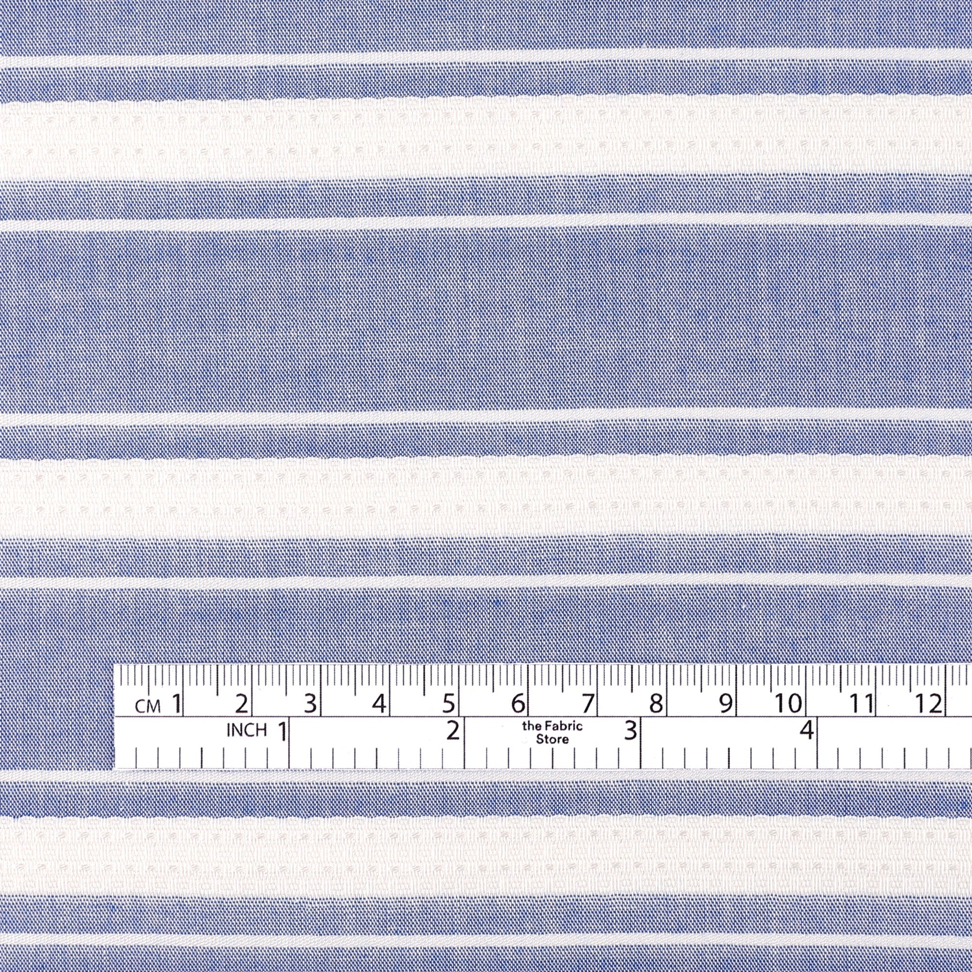 Weft Stripe Cotton - Blue White - Image 4