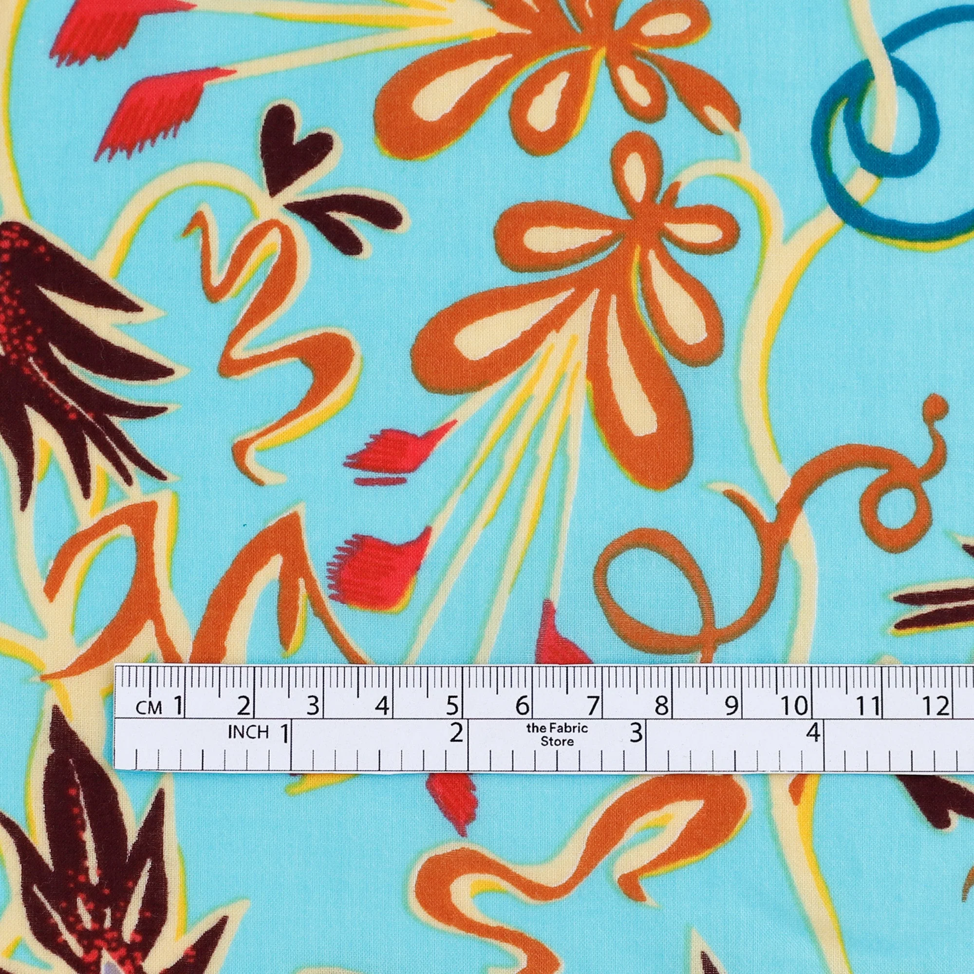 Whimsy Flourish Cotton Voile - Aqua - Image 4