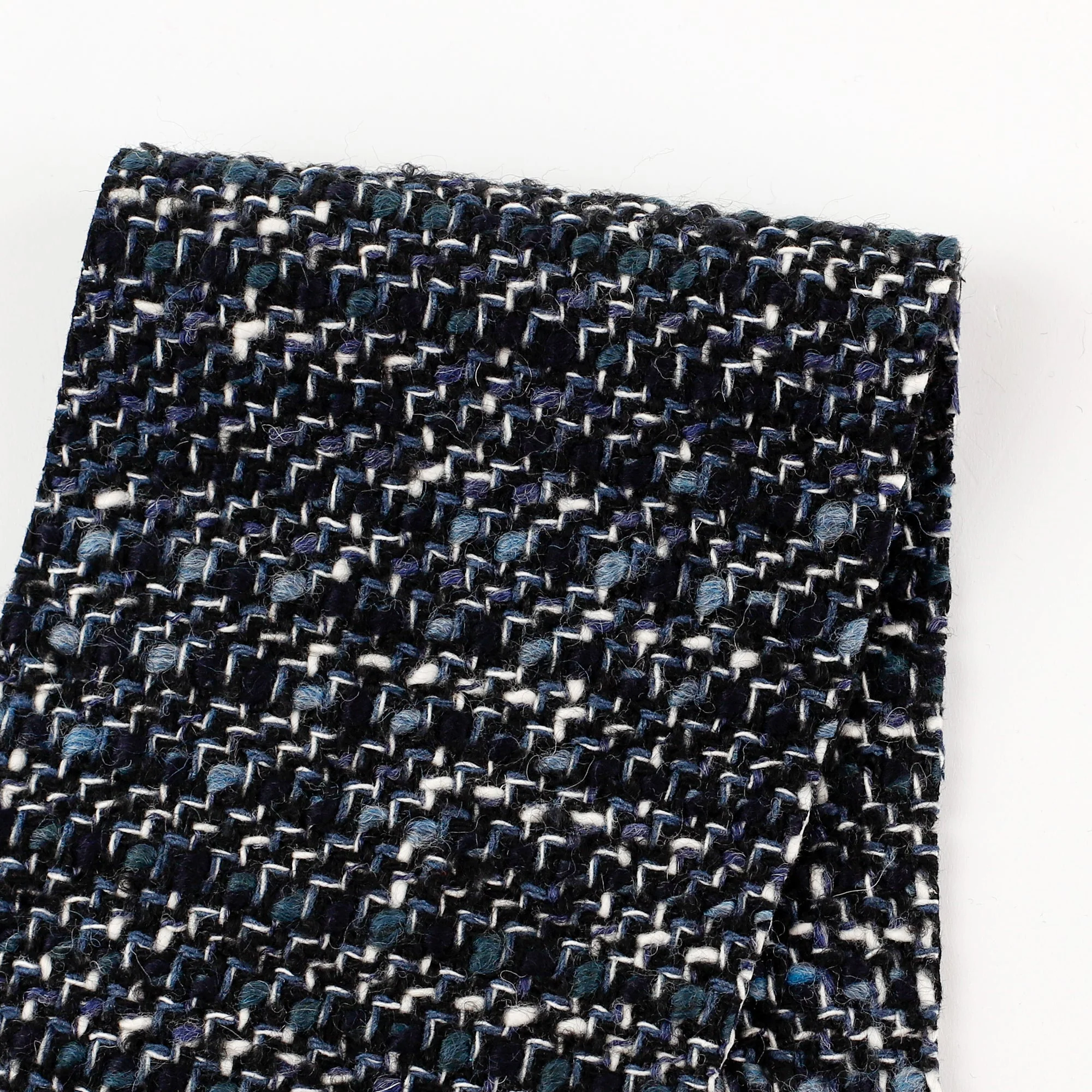 Wool Blend Basketweave Tweed - Night Sky