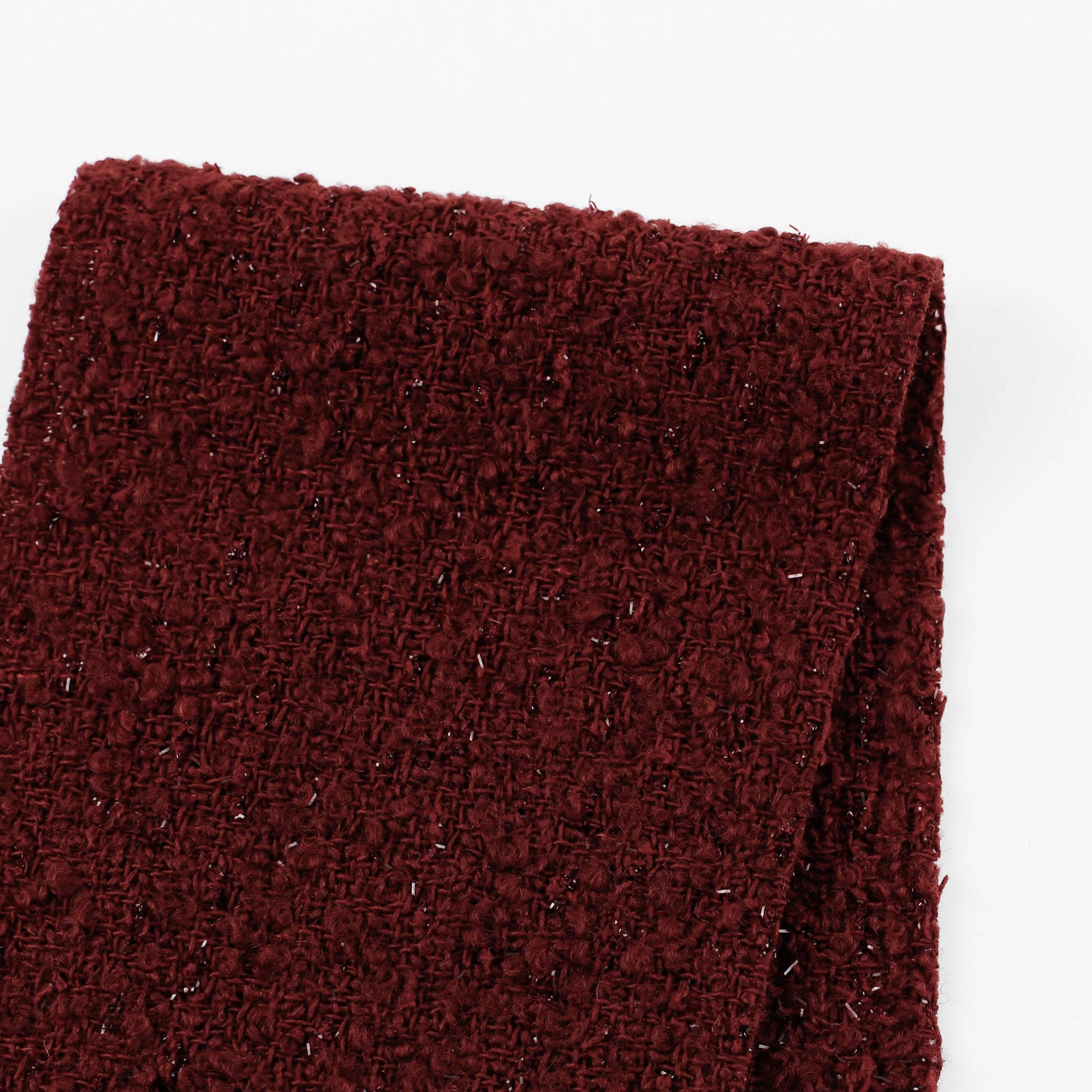 Wool Blend Shimmer Tweed - Carmine