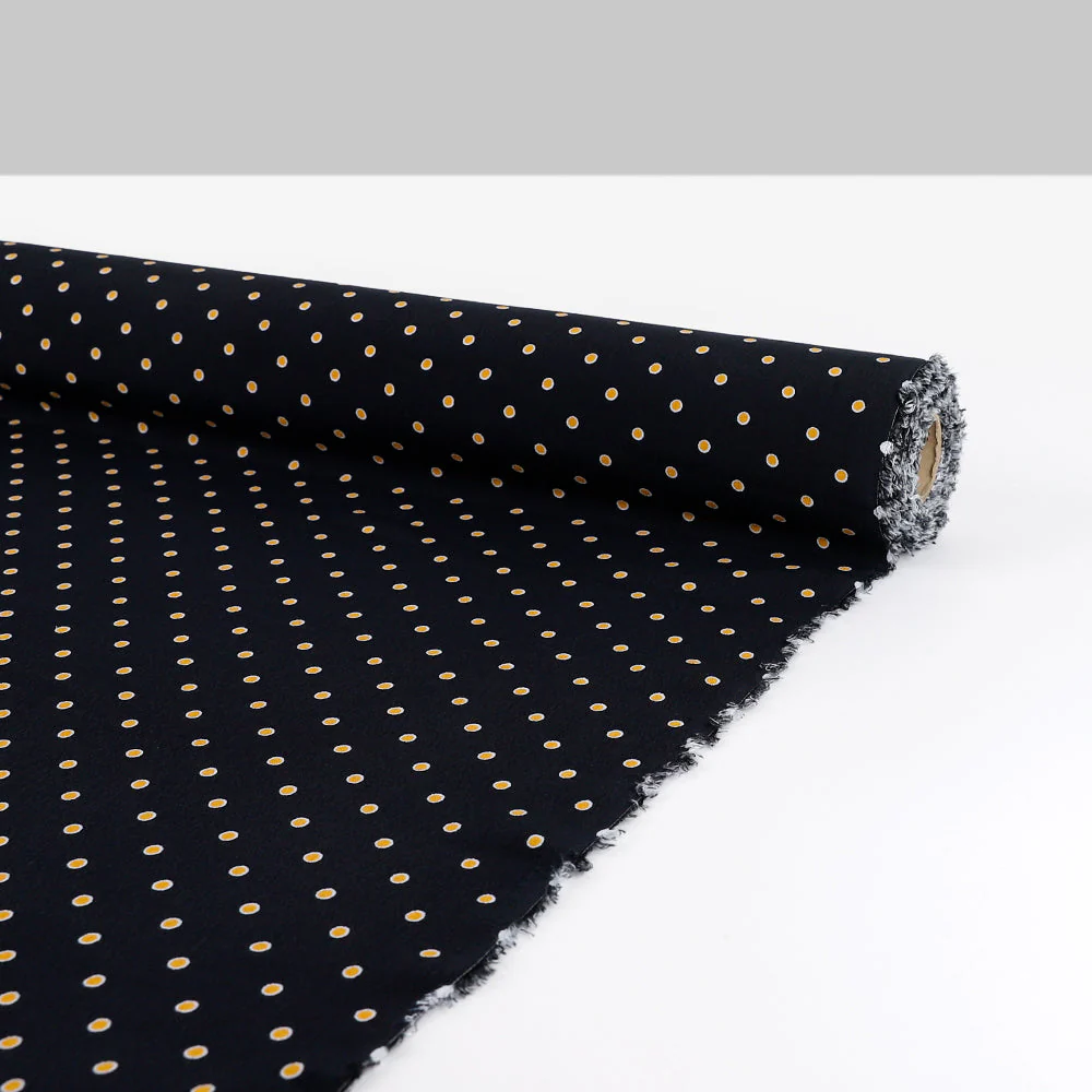 Yellow Spot Viscose Crepe - Midnight - Image 3